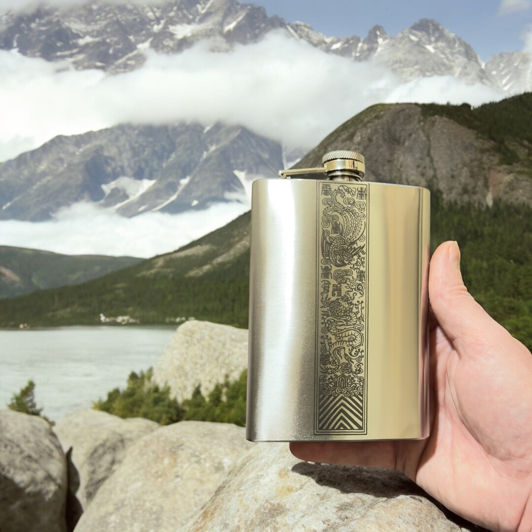 8oz Chinese Dragon and Phoenix Stainless Steel Flask 8oz Chinese Dragon and Phoenix Stainless Steel Flask